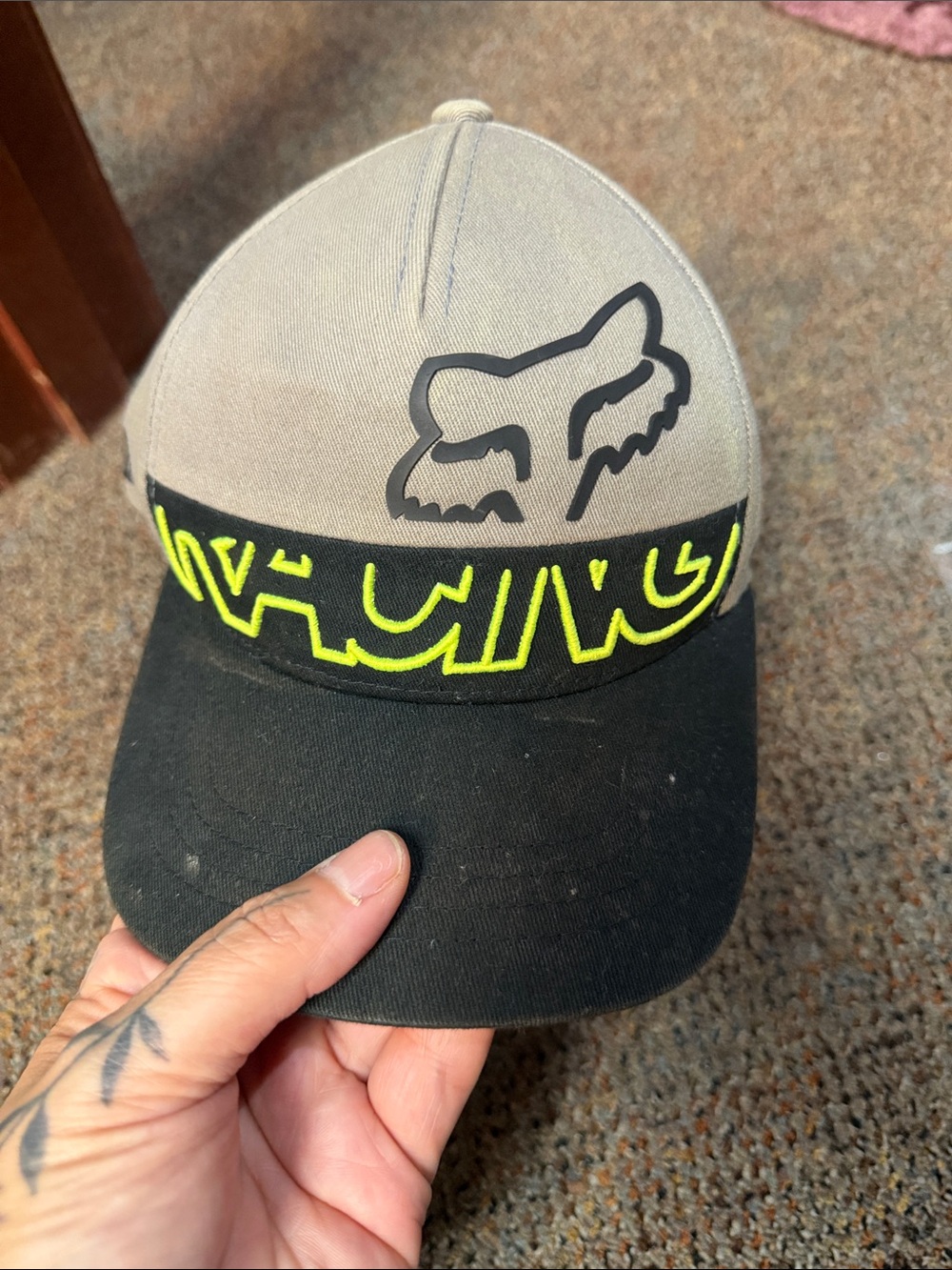 Fox Kids Gray & Black Cap with Neon Yellow Logo